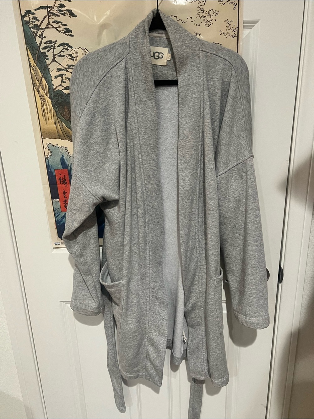 UGG Light Gray Open Front Shawl Collar Cardigan